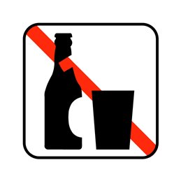 pictogram / piktogram - Glas og flasker må ikke medbringes