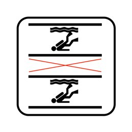 pictogram / piktogram - Dykning i springbassin tilladt indenfor afmærkning