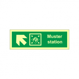 Muster station symbol with arrow diagonally up left