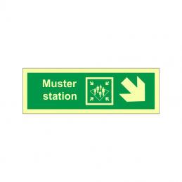 Muster station symbol with arrow diagonally down right